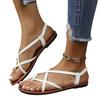 Flat sandals women's summer new solid color woven elastic band toe women wear flat sandals