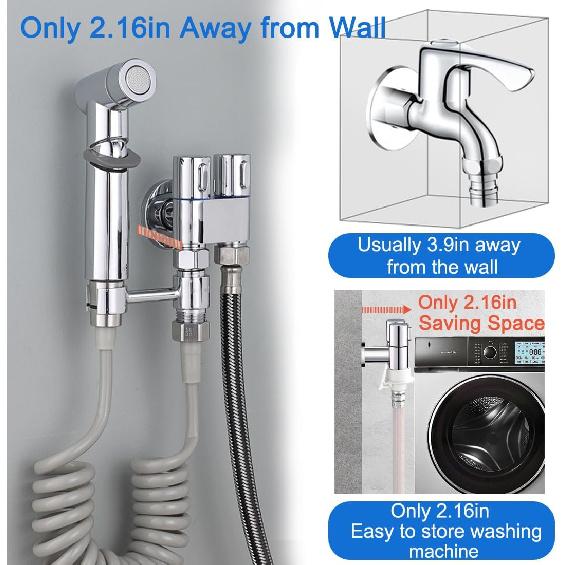 Handheld Bidet Sprayer for Toilet, 1-In-2-Out Dual Control Valve Bidet Attachment, Adjustable Water Pressure Control Hand Sprayer Kit for Feminine