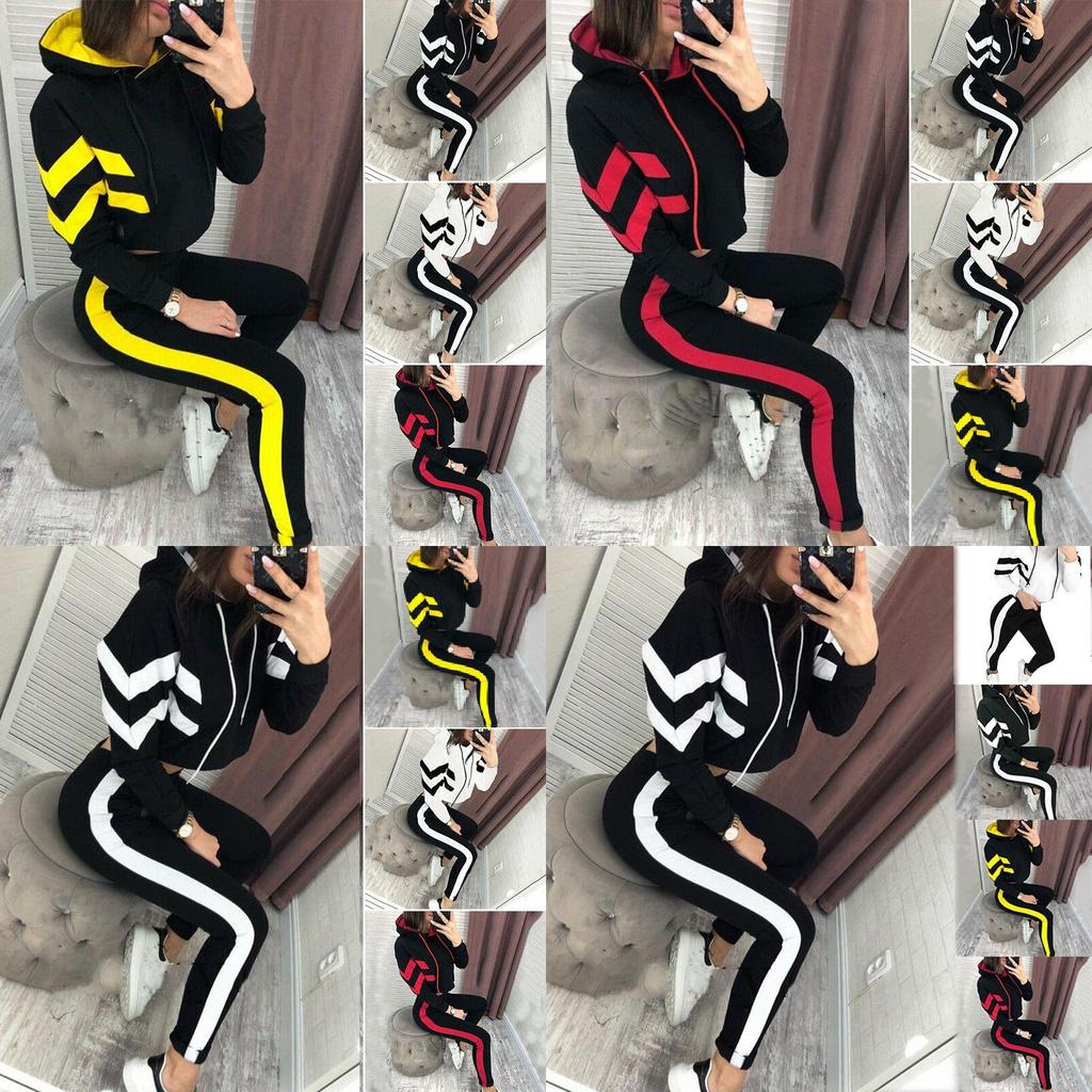 Stylish Ladies Crop Top Hoodie Set With Comfortable Loungewear Tracksuits For Women