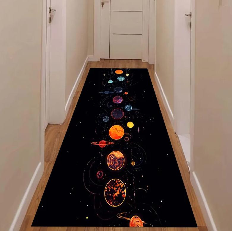 

Galaxy Neon Runner Rug Celestial Space Sci-Fi Hallway Floormat Absorbent Non-slip Modern Home Decor Living Room Bedside Carpet 40X120CM