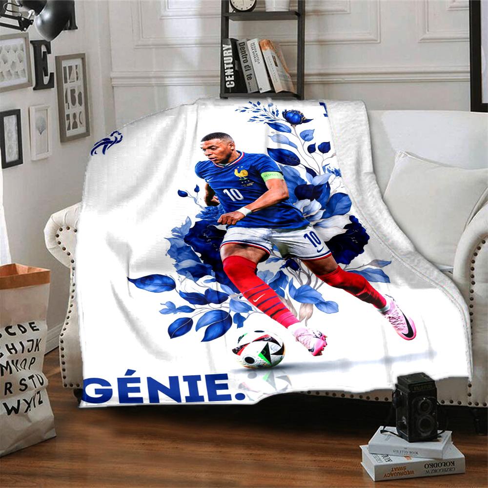 Star Player Kylian Mbappé Blanket Comfortable Great for Office Couch Bed for All Seasons Playful Design Best Holiday Gift for Friends Family