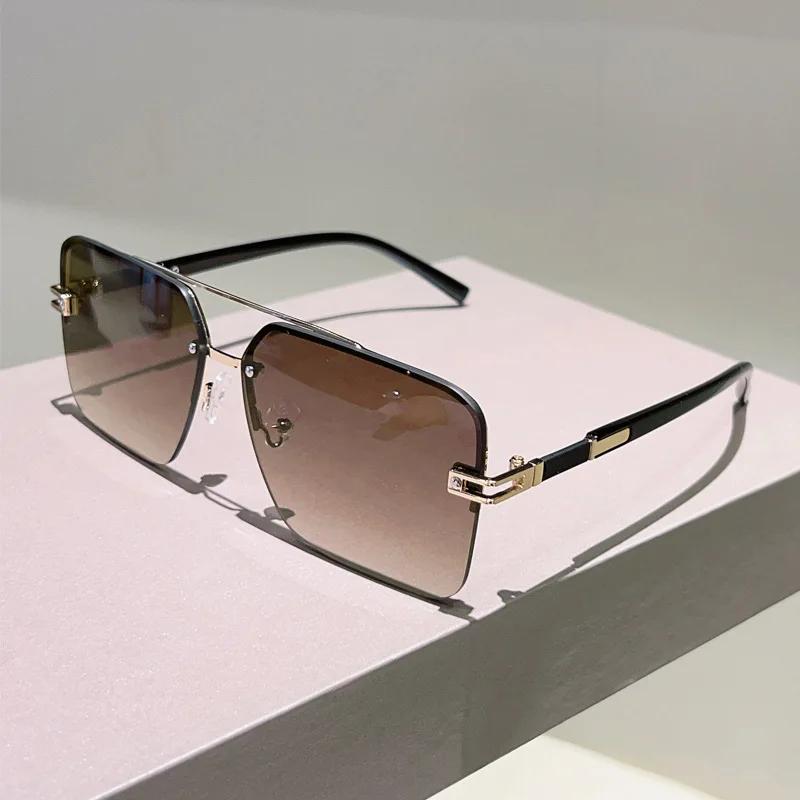 

y2k Half Frame Luxury Brand Designer Square Sunglasses Women For Men Female Vintage Punk Metal Material Outdoor Use Driving Sun Eyeglasses UV400 As the photo