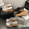 Modne Eilyken Damskie Klapki Platforma Klin Gruba Podeszwa Buty na Wysokim Obcasie Modne Letnie Kwadratowy Nosek Gruba Podeszwa Szpilki Zapatos De Mujer