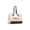 Bally Large Logo Color Block Snap Closure Layered Fabric Tote Bag Women Tote White Black 6304580