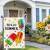 Sommer Gartenflagge 12x18 Zoll, Eis am Stiel Doppelseitige Kleine Jute-Flagge für Hof Außen Dekoration