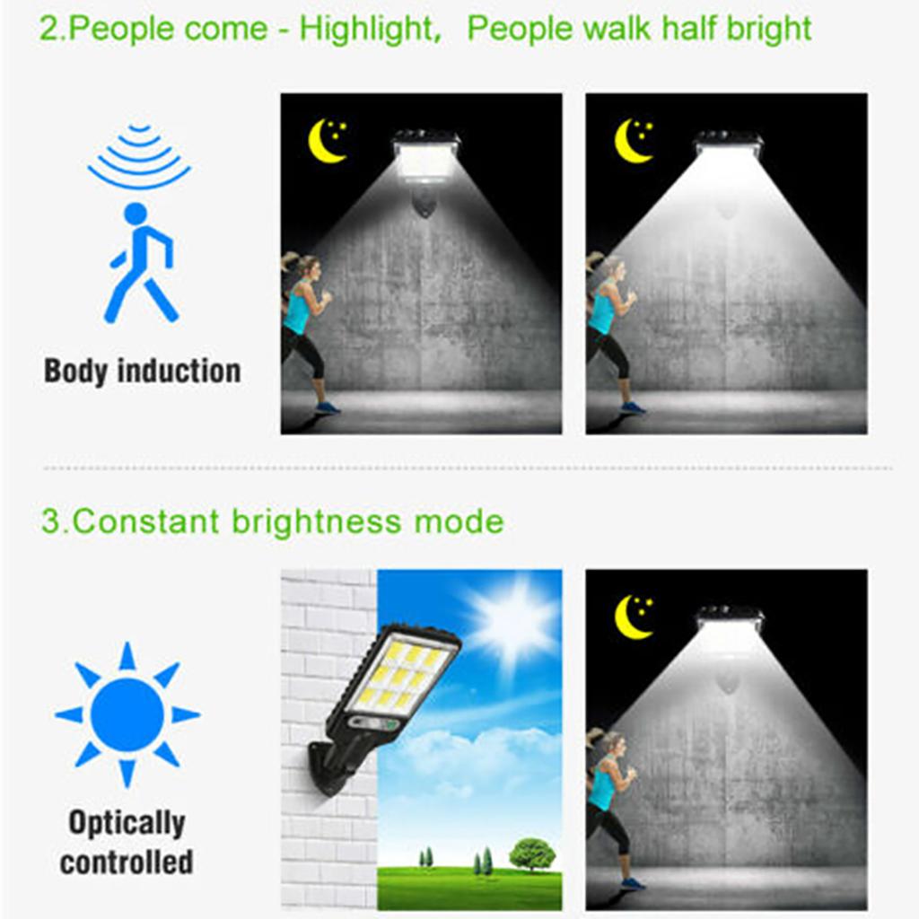 200w Solar Led Street Wall Light Energy Saving High Brightness Pir Motion Sensor Outdoor Remote Control Lamp