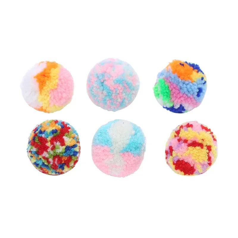 2 Stück Interaktive Flauschige Poms Katzen Haustier Haustier 5cm Ball Spielzeug Wurfprodukte Pom Plüsch Zubehör Pompons Plüsch Katze Pompom Weich