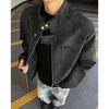 Men's Retro PU Leather Motorcycle Jacket with Stand Collar - American Style, Drop Shoulder, Thickened for Autumn/Winter