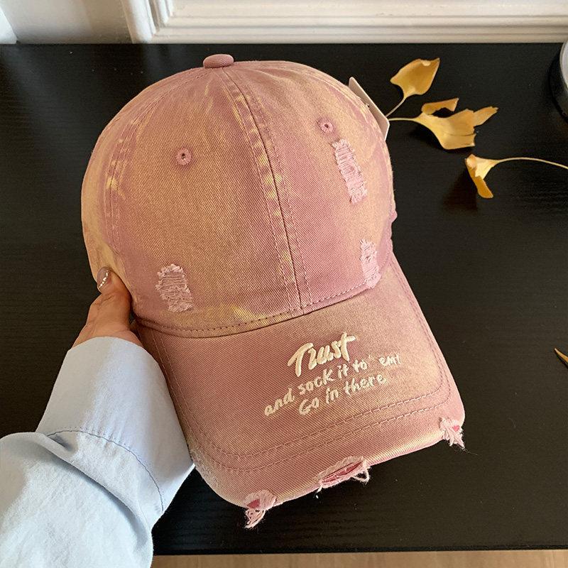 Vintage Style Cotton Baseball Cap With Embroidered Letters For Women Spring Summer Sun Protection