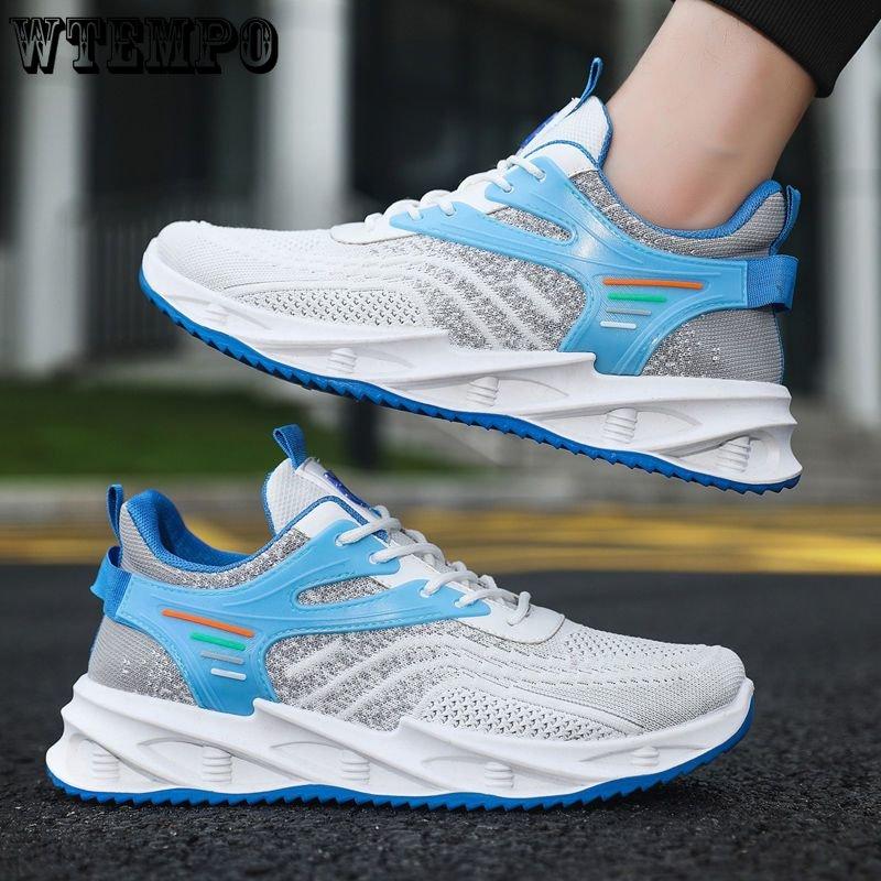WTEMPO Herren Sommer Luftpolster Turnschuhe Outdoor Mesh Atmungsaktive Sportschuhe Dickbesohlte Rutschfeste Basketballschuhe Lässige Laufschuhe