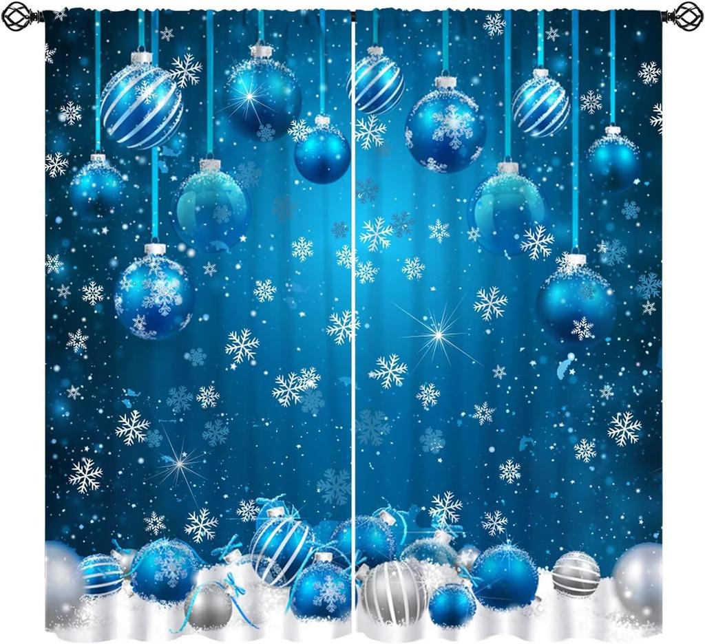 Kids Christmas Nutcracker Curtain Soldier Model Merry Xmas Window Treatments For Bedroom Living Room Snowflakes Winter Reddrapes