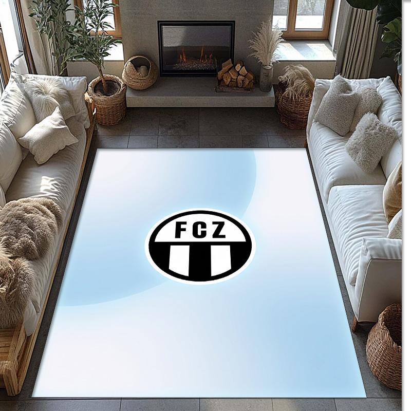 Tappeto Morbido Area Rug con Motivo Calcio FC Zürich Antiscivolo Tappeto per Pavimento Interno Tappetino Decorazione Sportiva per Camera da Letto