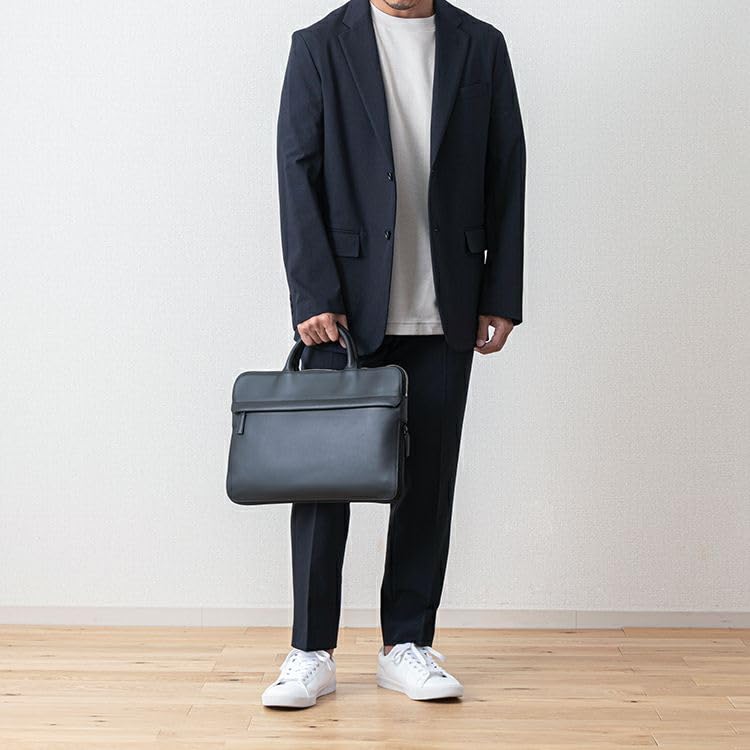 Official Baseball Glove Thin Gusset Briefcase Genuine Leather A4 Free Standing Expanding Function Large Capacity Bag PC13 Inch SA239 Black [Tryon]