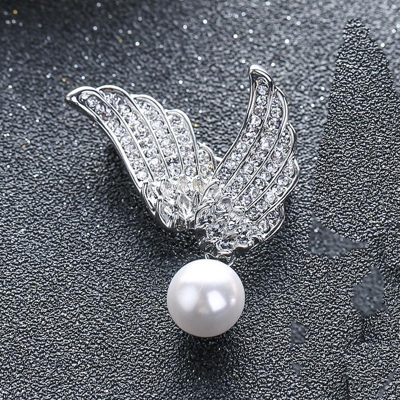 

Брошь «Крылья ангела», Универсальный стиль, Жемчужная брошь, Нишевый дизайн, Небликующая булавка серебряный