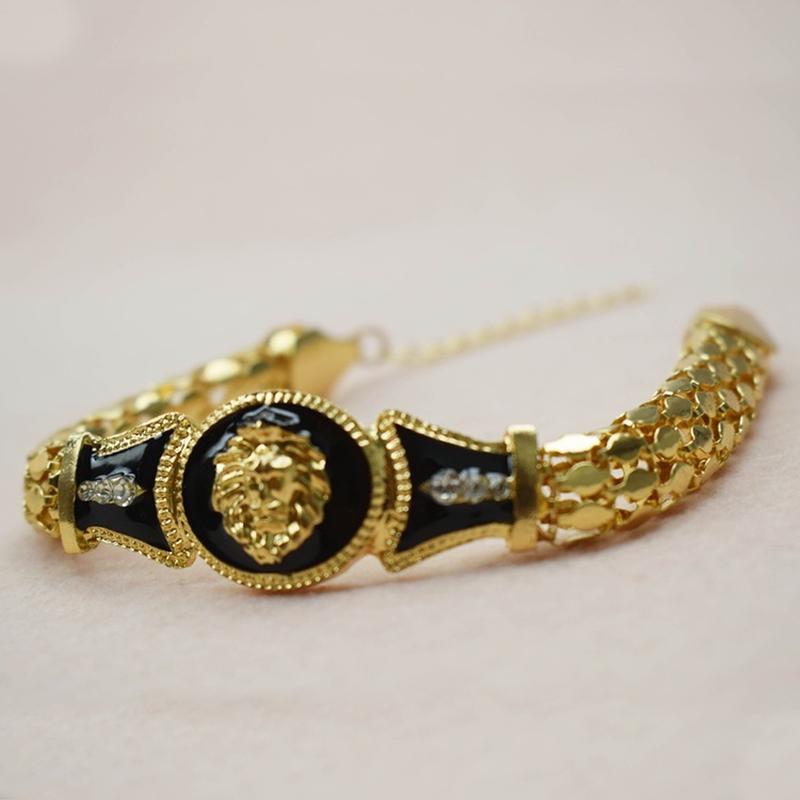 Women's Fashion Jewelry Oil Painting Lion Head Alloy Bracelet Diamond Bracelet