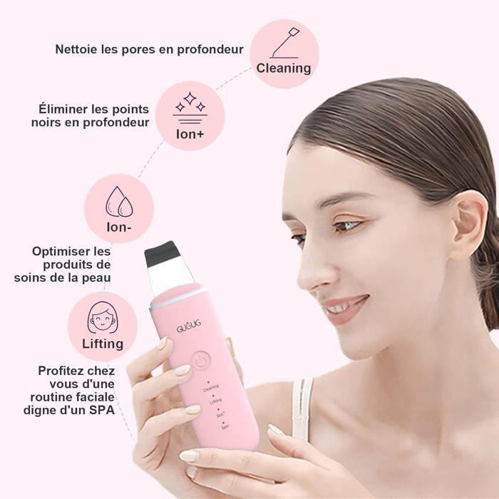 GUGUG Épurateur De Peau,Skin Scrubber,Nettoyeur Visage Et Appareil De Point Noir Visage Avec 4 Modes,Vibration Peeling,USB Rechar