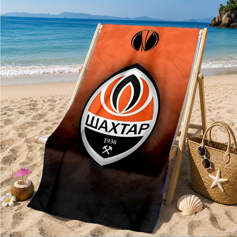 Asciugamano da Spiaggia con Design dello Stemma dello Shakhtar Donetsk, Asciugatura Rapida, Facile da Curare, Adatto Sia per il Fitness che per le Vacanze al Mare, Essenziale per lo Sport