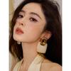 Naza Same Product Earrings Fashion Poplar Resin Exaggerated Mirror Metal Geometry Square Gem Retro Ear Clip Female