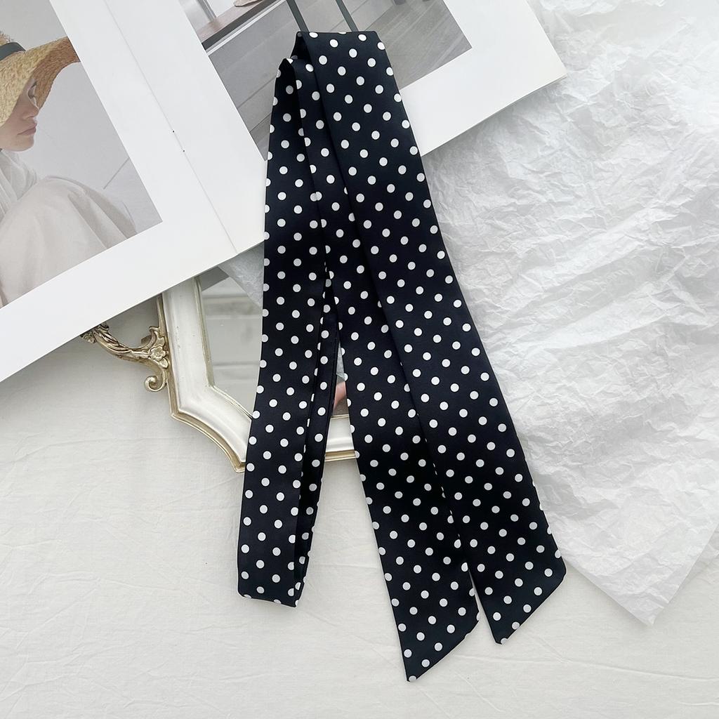 American Retro Spice Girl Polka Dot Silk Scarf Women'S Spring And Autumn Thin Versatile Niche Design Millennium Style Long Scarf Scarf