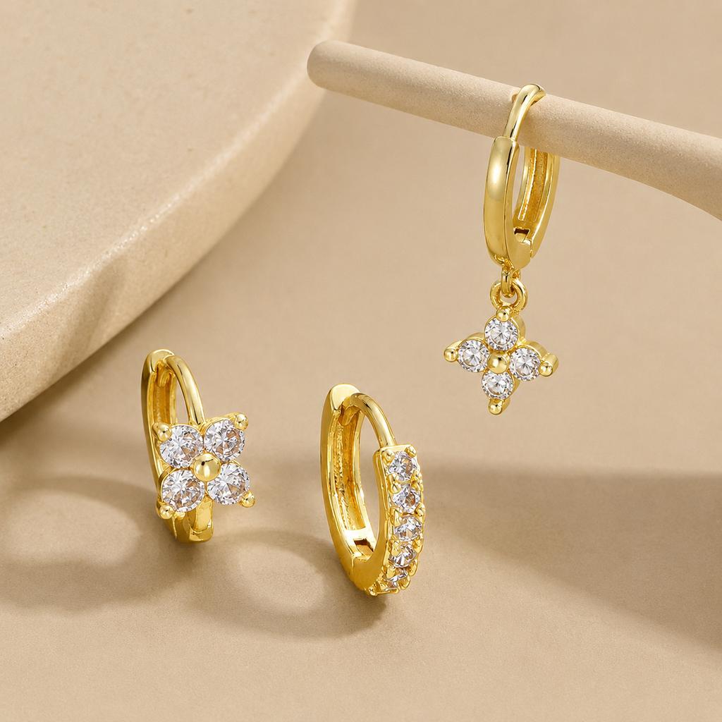 Luxury Cubic Zirconia Earring Clips Set for Women Delicate Gold Color Ear Stack Jewelry Minimalist Piercing Accessories Gifts