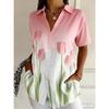 Womens Casual Comfortable Summer Short Sleeve Printed Shirt Daily Street Wear
