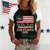Women's Casual Short Sleeve Raglan Sleeve Crew Neck Graphic Tee Shirt with Vintage Style Patriotic Print for Everyday Wear