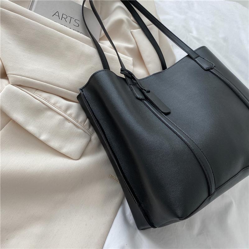 2021 Autumn/Winter Women's Large Soft Leather Tote - Korean Style, Trendy, Versatile Shoulder Bag