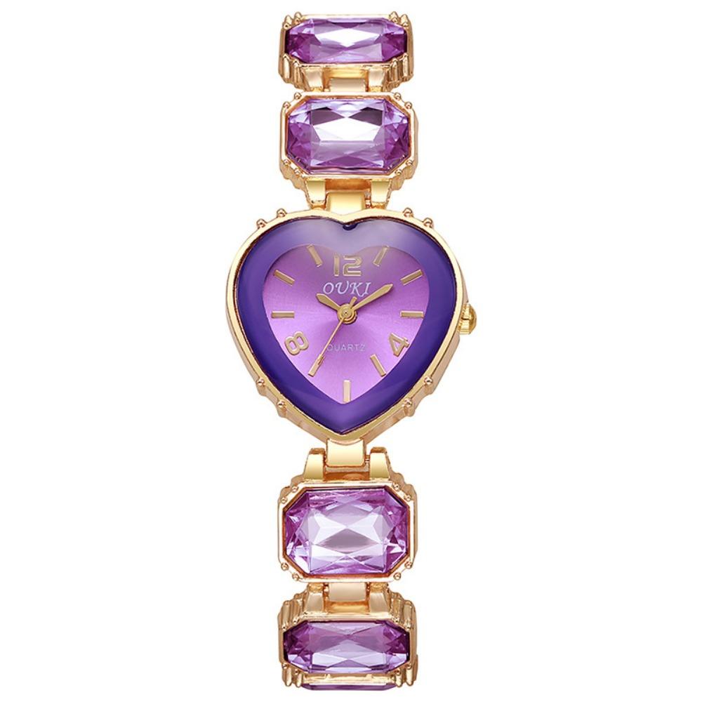 Adjustable Bracelet Rhinestone Bracelet Watch Colorful Crystal Chain Wristwatch Girl фиолетовый