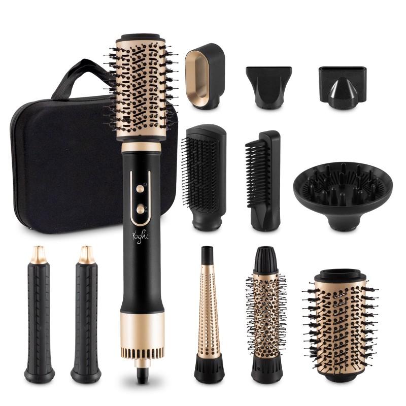 Yoghi - Brosse Chauffante Multifonction 11en1 - Malette De Transport - 11 Embouts De Coiffure