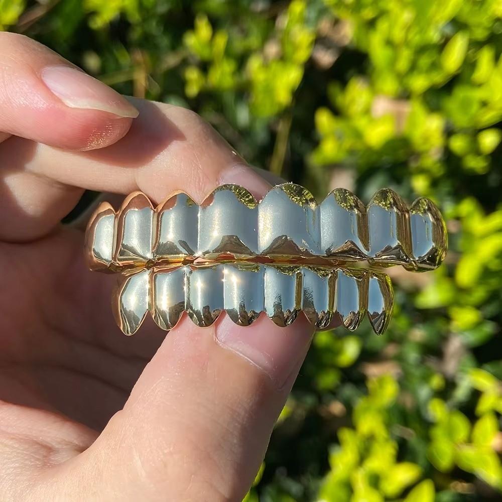 Anti Slip Teeth Grillz Caps Eco-friendly Copper Teeth Jewelry Teeth Grillz Top Bottom Set Cosplay