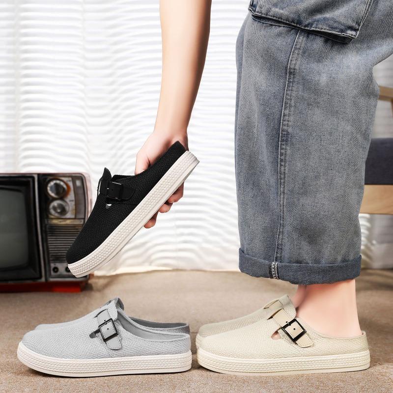 Men's Shoes New Spring Breathable Slippers Lightweight and Simple Casual Shoes Comfortable Half-support Soft-soled Versatile Single Shoes