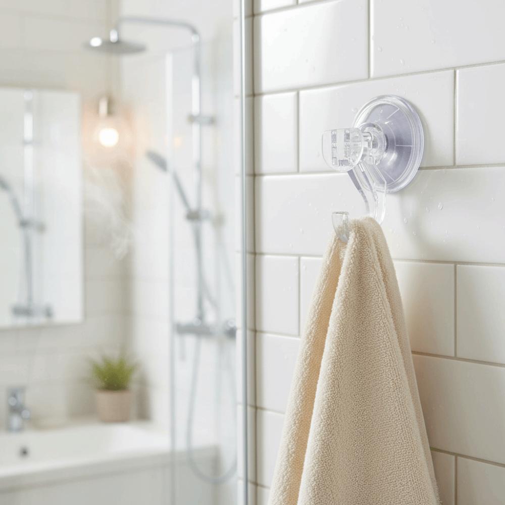 2PCS Transparent Shower Suction Hooks Removable Towel Hook Durable Kitchen Hook  Glass Surface