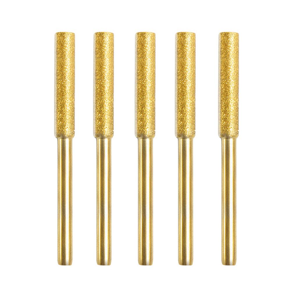 5Pcs Diamond Coated Cylindrical Burr Grind Bit Sharpening Saw Chains 4.0/4.8/5.5mm Emery Grinding Head For Chainsaw Sharpen Y2D0