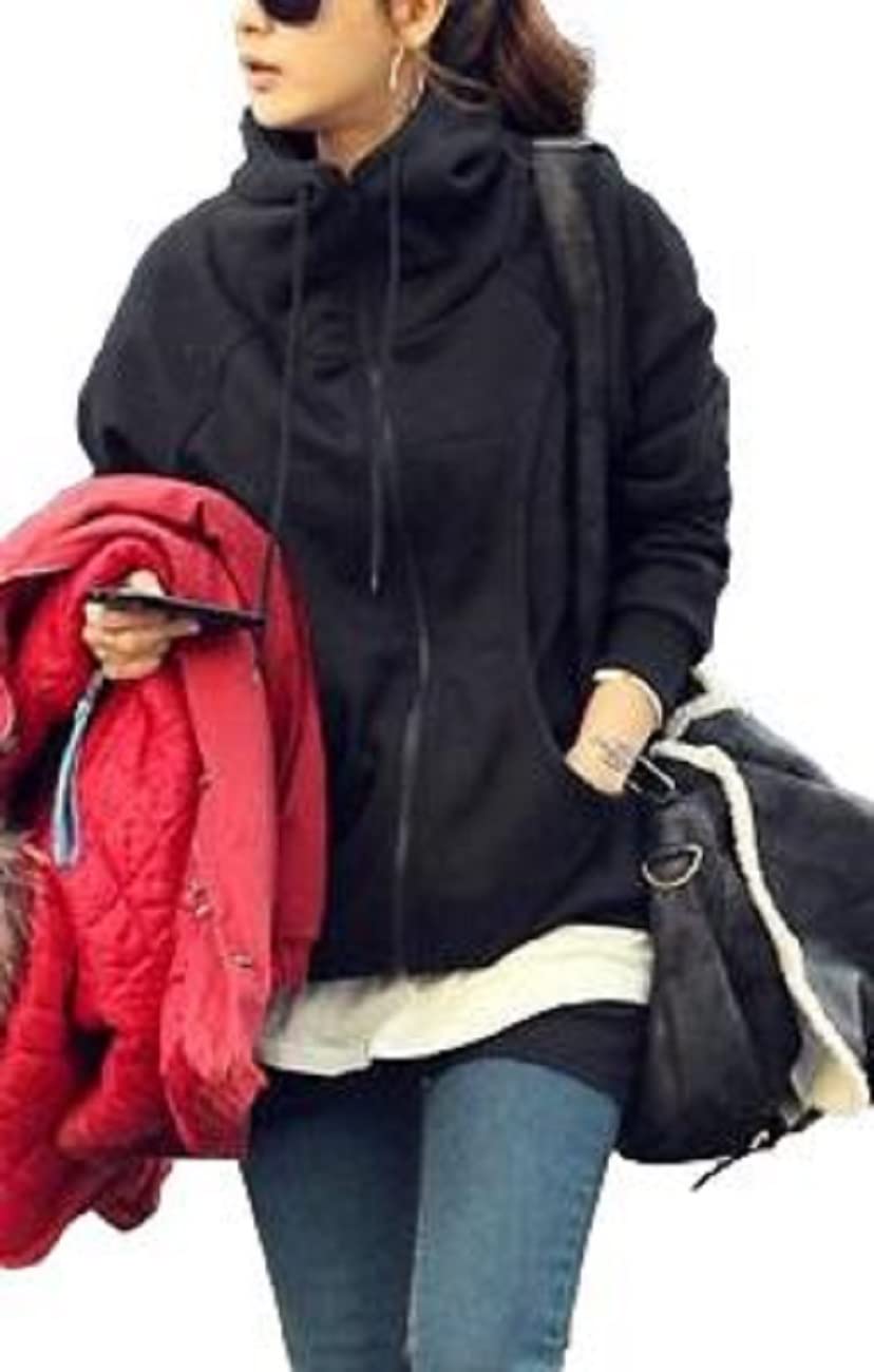 

[1/2style] Women s Fleece-Lined Stand-Collar Blouson, Warm and Lightweight (2XL, Black)