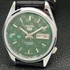 REFURBISHED AUTOMATIC SEIKO 5 MENS WATCH JAPAN MADE GREEN DIAL CUSTOM a440125-2 QV90-a440125