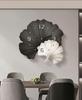 BEPAN Ginkgo Leaves with Clocks, Wall-mounted Restaurant Decorative Paintings, Creative Background Walls, and Home Decoration Clocks