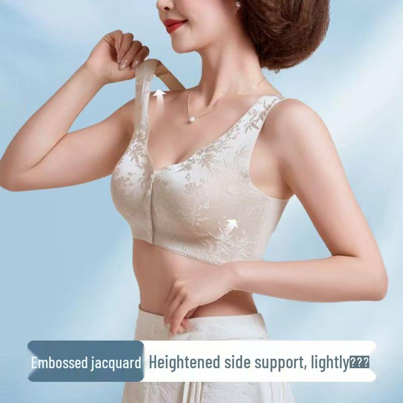 Chinesischer Stil Präge Jacquard Frontverschluss Bügelloser BH für Frauen mittleren Alters und ältere Frauen