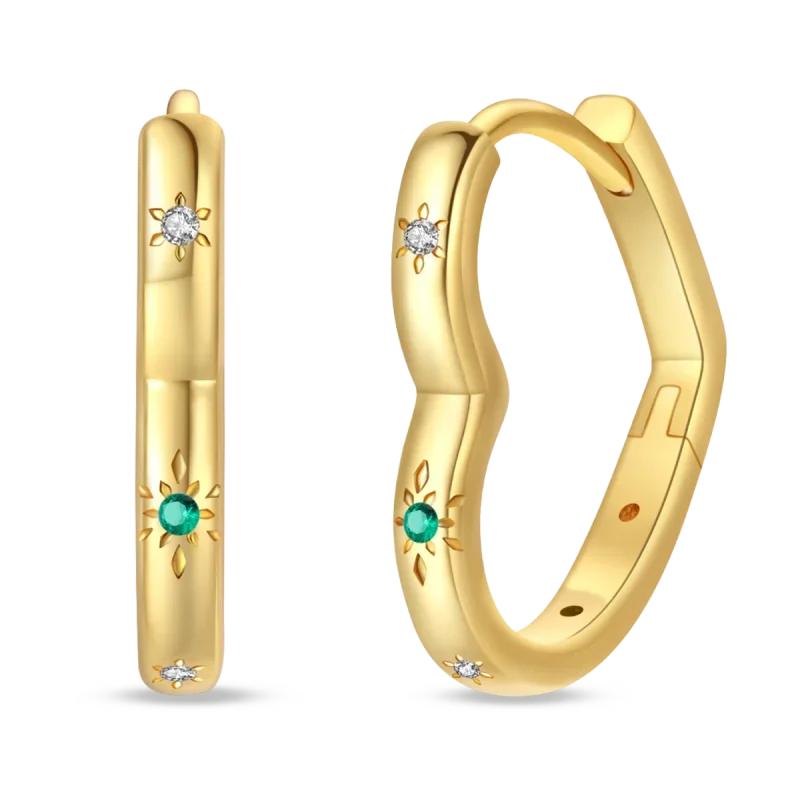 Original New In 925 Silver Gold Star And Moon Pave Colored Zircon Earrings For Women Trending Fashion Jewelry Birthday Gift