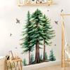 Nature-inspired Redwood Forest Wall Stickers, Fresh Botanical Scene Self-Adhesive Removable Decals for Home Wall Decoration
