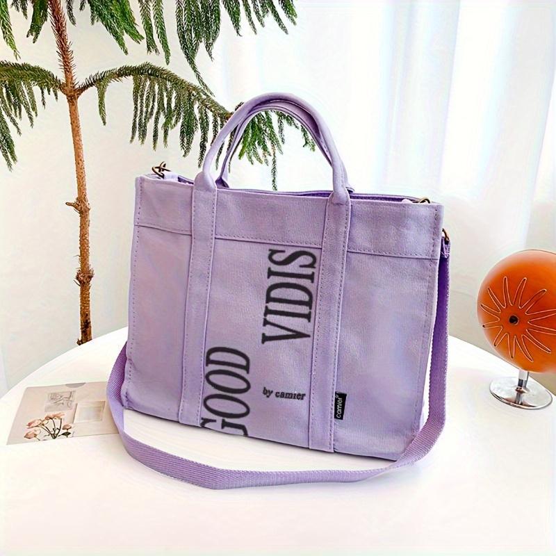 

Холщовая сумка-тоут с принтом букв, удобная сумка через плечо с широким ремнем, литературная универсальная сумочка для школы, путешествий, шопинга сливовый