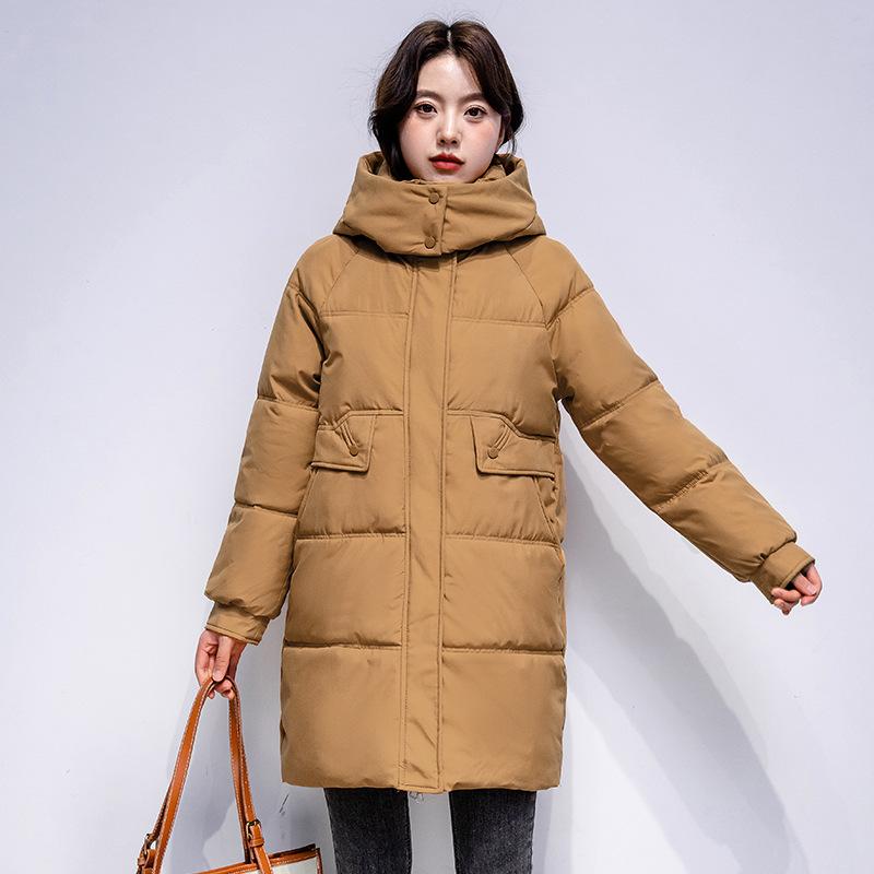 

Утолщенная хлопковая куртка женская модель средней длины 2025 зима новая модная приталенная теплая стеганая куртка стеганая куртка универсальная куртка с капюшоном XXL тыква