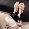 Large Size Home Wearing Fluffy Slippers Women's 2025 Spring and Autumn New Design Sense Niche Increase Lazy Cotton Drag Winter