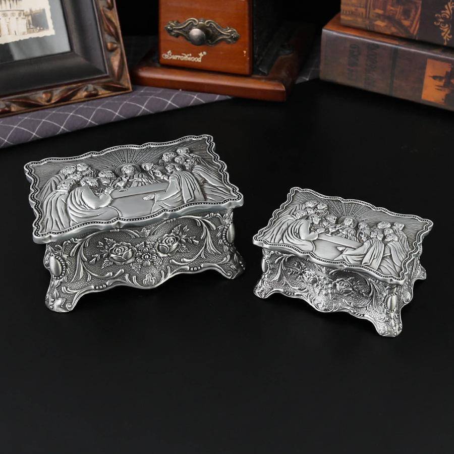 Ancient Egyptian Rose Square Jewelry Box Metal Creative Egyptian Jewelry Box Flip Jewelry Decorative Ring Storage