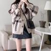 New Black Striped Knitted Cardigan Women Sweater V Neck Spring and Autumn Korean Version Loose Simple Tops Long Sleeve Jacket Casual Office Coats