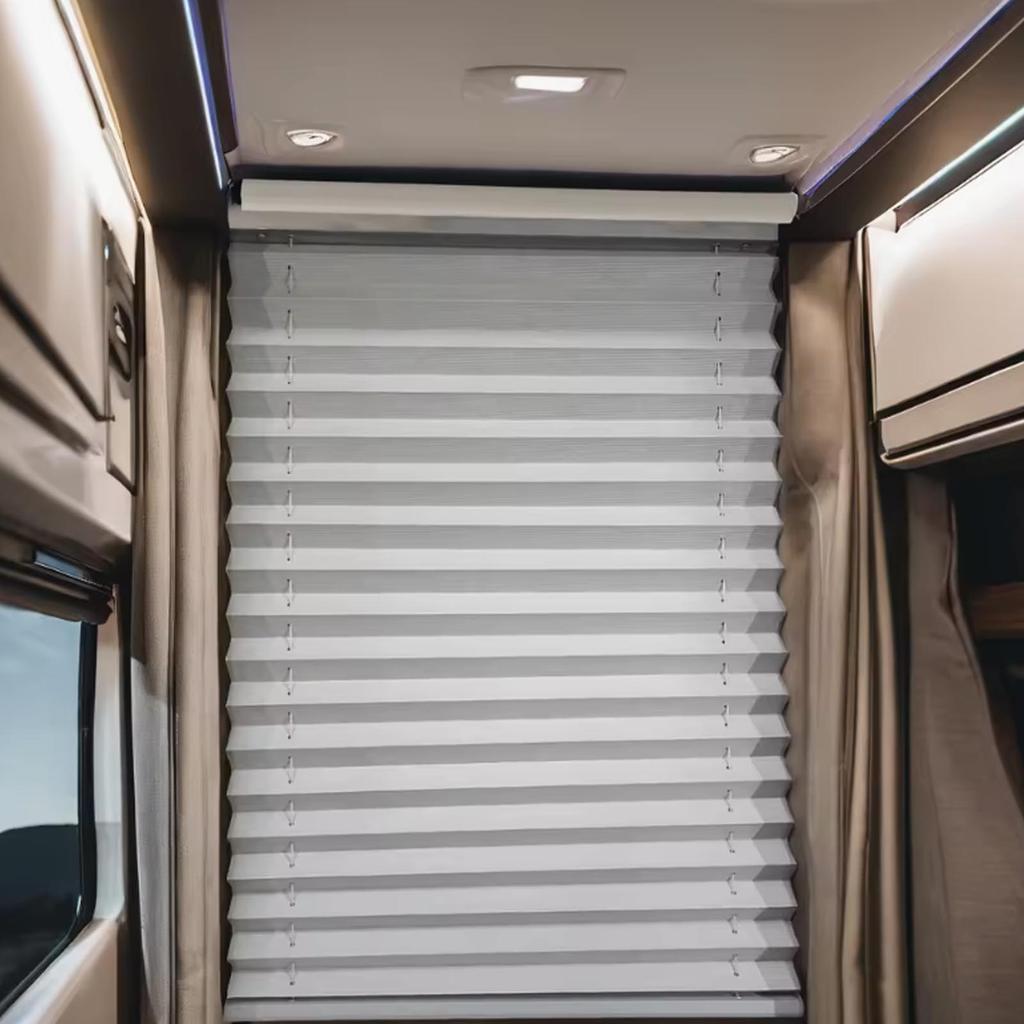RV Blinds Shades RV Blinds Full Blackout Non Woven Fabric No Drilling Adhesive Motorhome Window Blinds Shades RV Pleated Shades