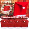 15-1PC Christmas Decorations Xmas Santa Claus Red Hat Chair Back Cover Non-woven Christmas Chair Cover Holiday Party Supplies
