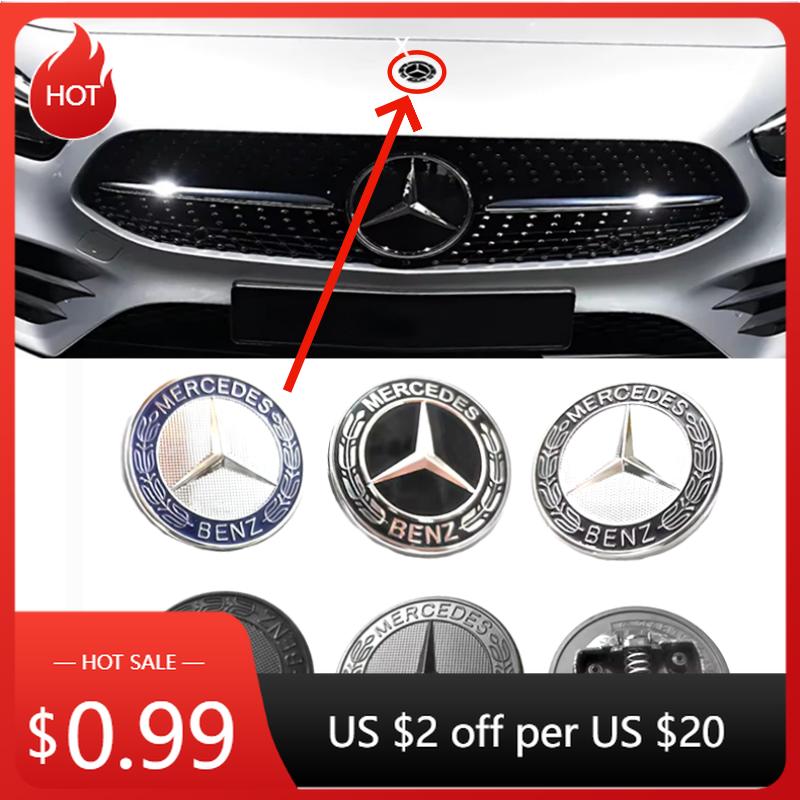 2025 Hot Car Sticker 1pcs/Lot 57mm ABS PVC Car Front Hood Emblem Badge Bonnet Car Accessories For Benz W204 W205 W212 W213 W221