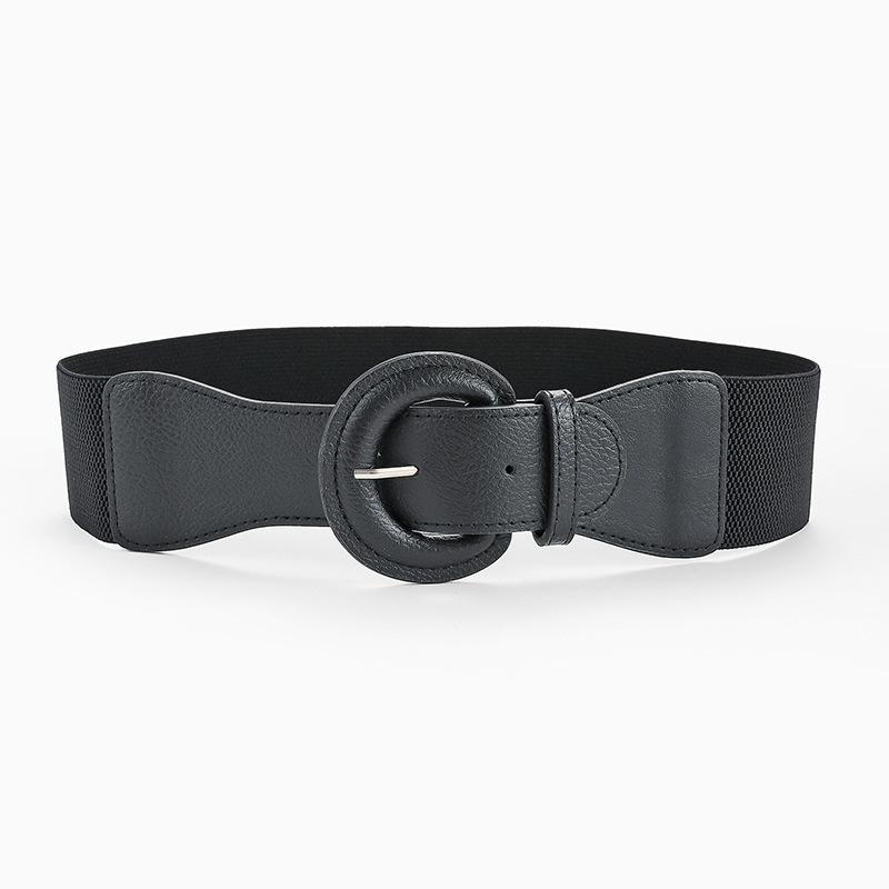 Court Literary And Artistic Retro Engraved Buckle Pin Buckle Women'S Elastic Elastic Braided Wide Waist Seal Belt Women