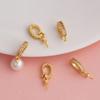 18K Gold D-Shaped Zircon Clasp Pearl Necklace Pendant for DIY Jewelry