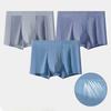 Men Modal Boxer Underwear Mid-rise Elastic Waistband Breathable Mesh Shorts Briefs Solid Color Panties Daily Wear